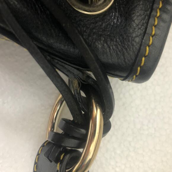Dooney & Bourke Purse Tassel Drawstring Tote Bucket Black Leather Shoulder Bag - Picture 15 of 16